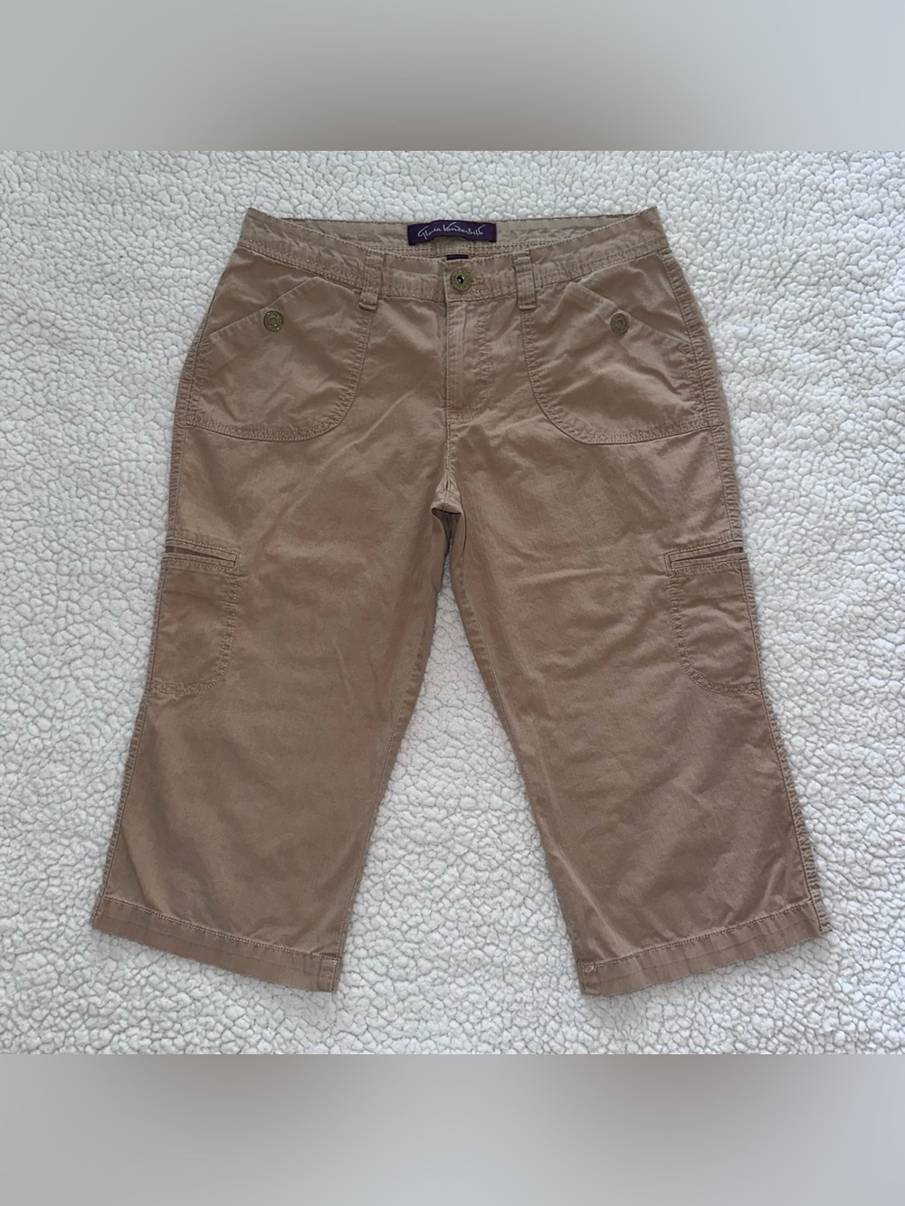 Y2K Tan Khaki Cargo Utility Capris 6P